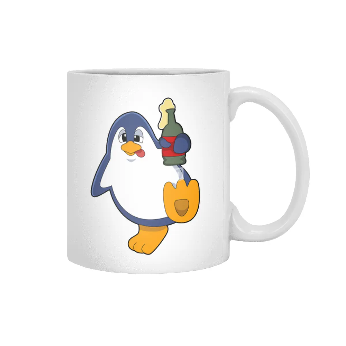 Penguin with Bottle of Beer Beyaz Kupa