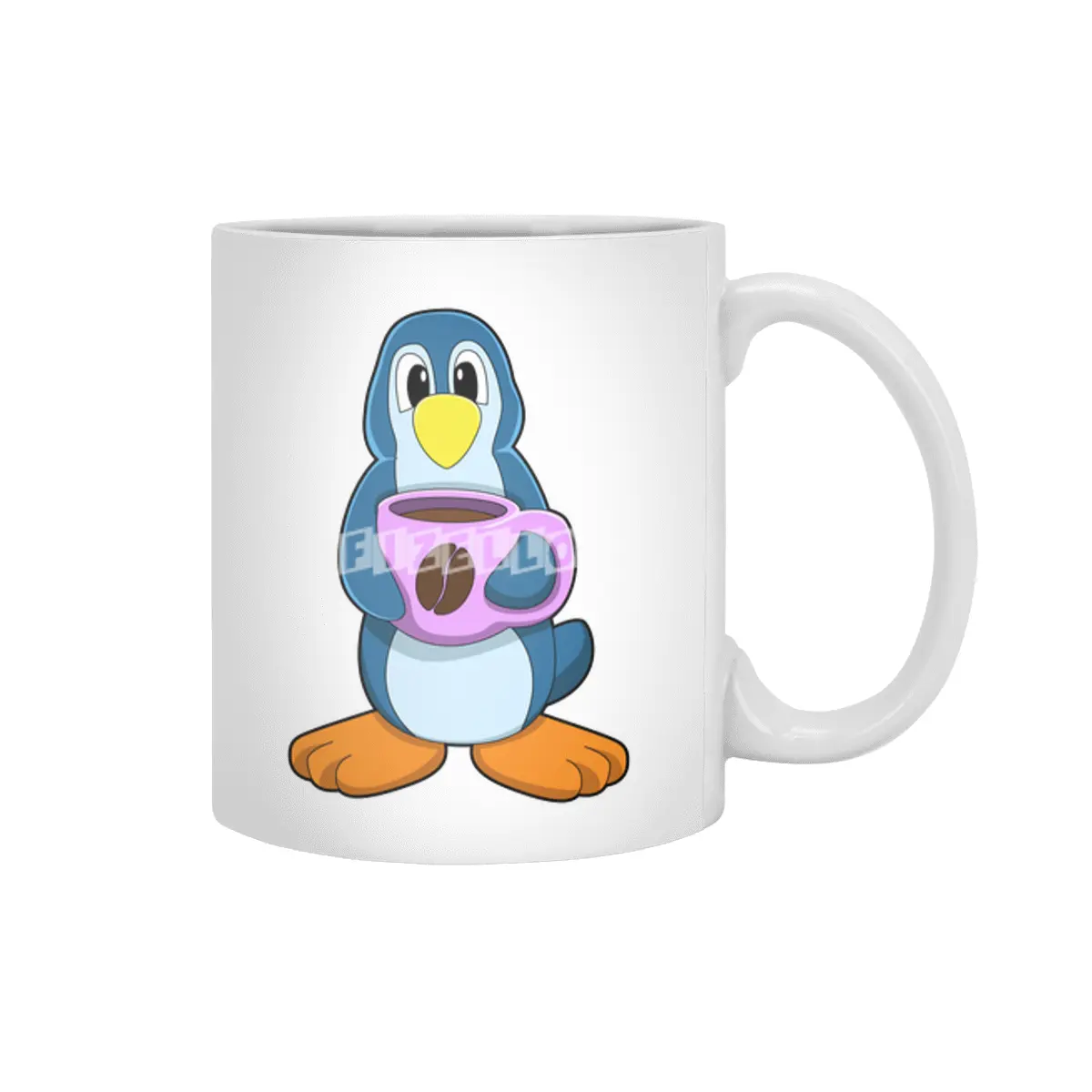 Penguin with Cup of Coffee Beyaz Kupa