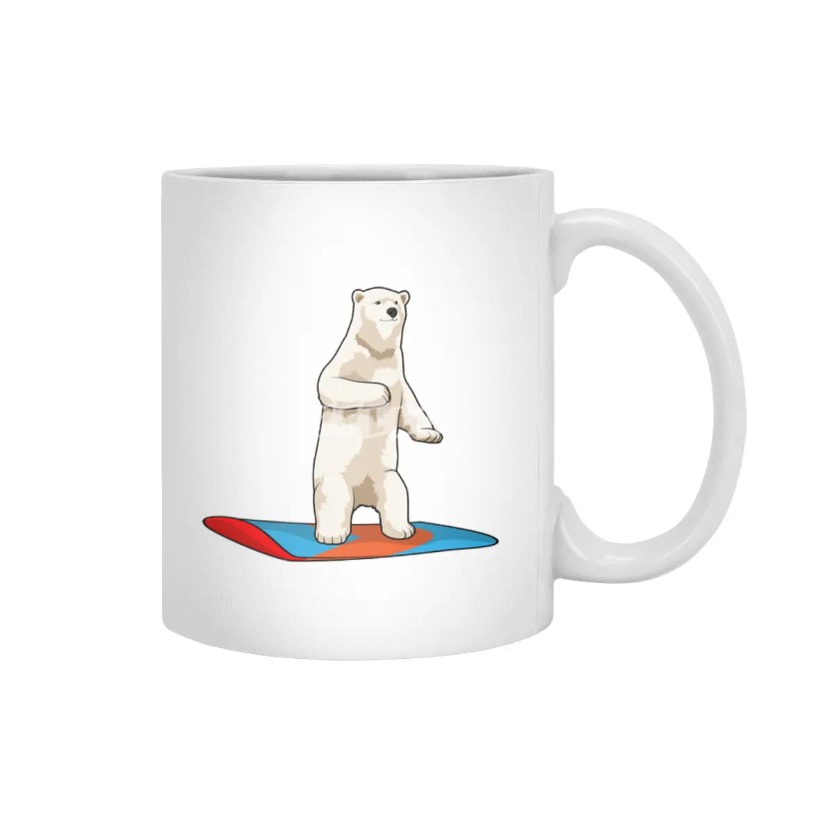 Polar bear as Snowboarder with Snowboard Beyaz Kupa
