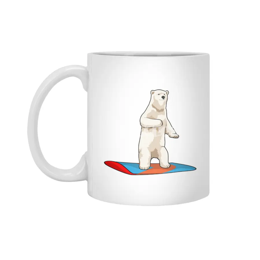 Polar bear as Snowboarder with Snowboard Beyaz Kupa