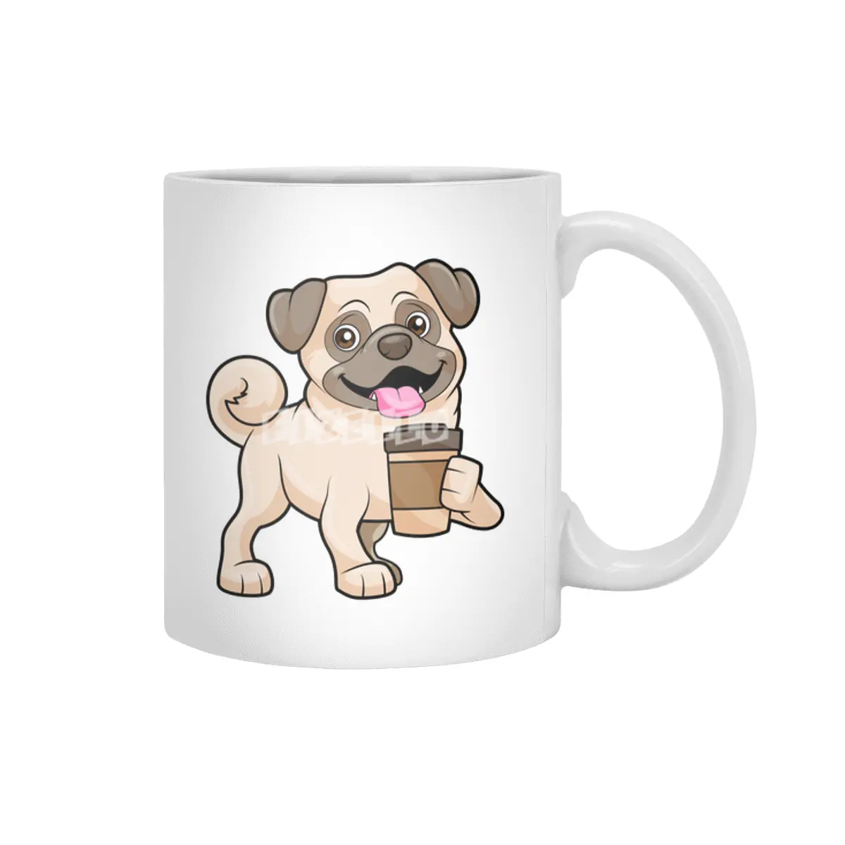 Pug with Coffee to go Beyaz Kupa