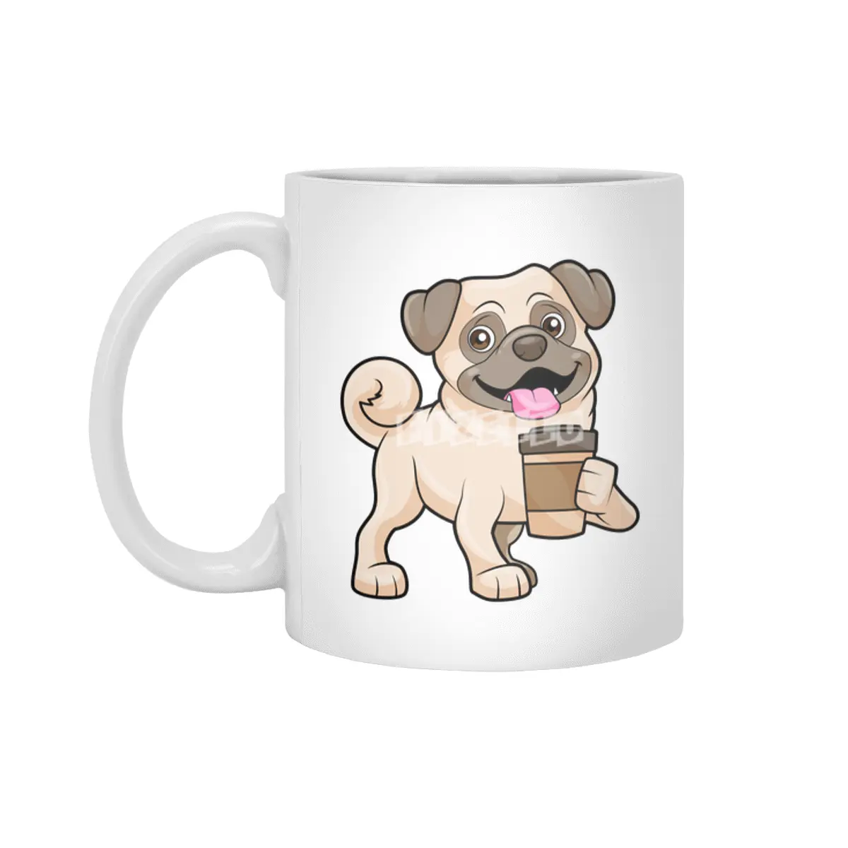 Pug with Coffee to go Beyaz Kupa