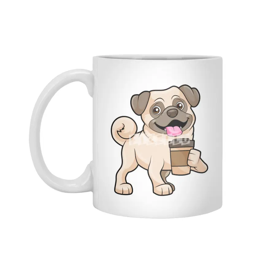 Pug with Coffee to go Beyaz Kupa
