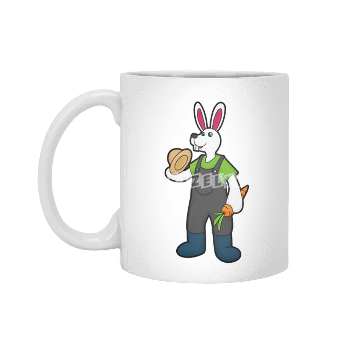 Rabbit as Farmer with Carrot & Hat Beyaz Kupa
