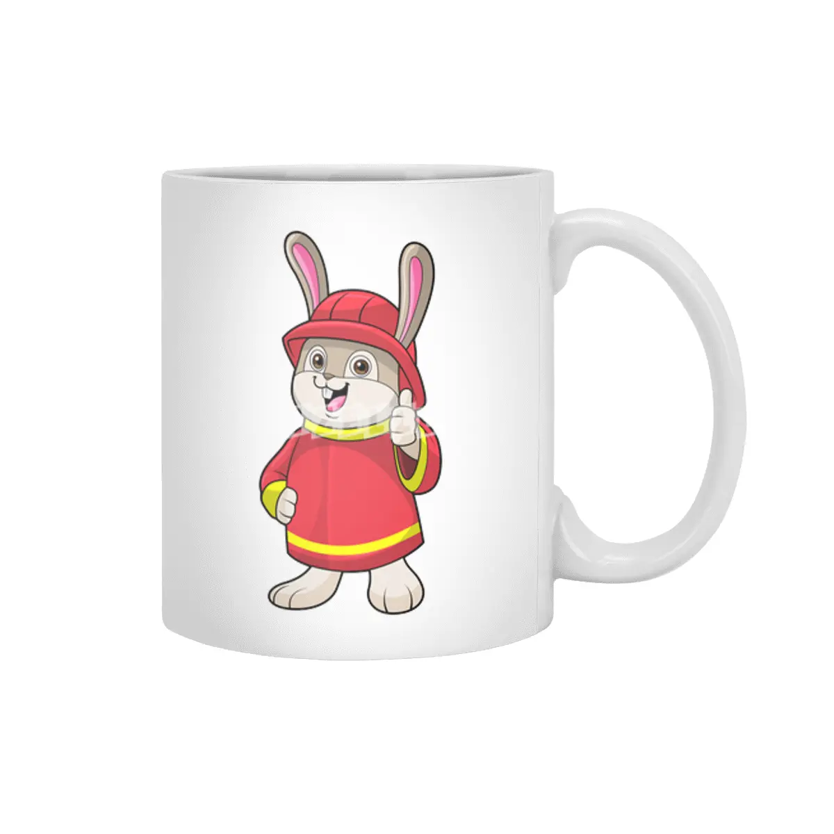 Rabbit as Firefighter with Helmet Beyaz Kupa