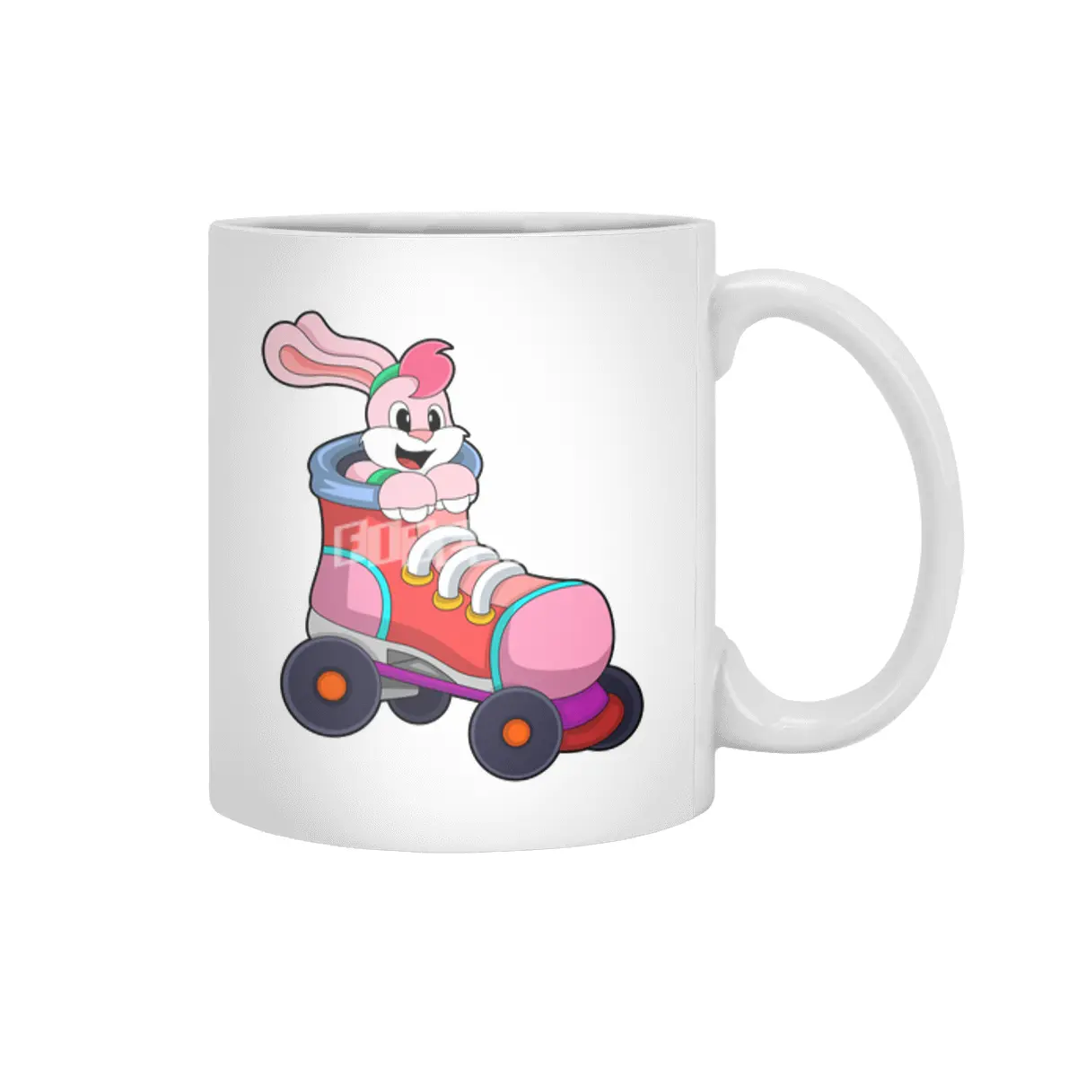 Rabbit as Inline Skater with Inline Skates Beyaz Kupa