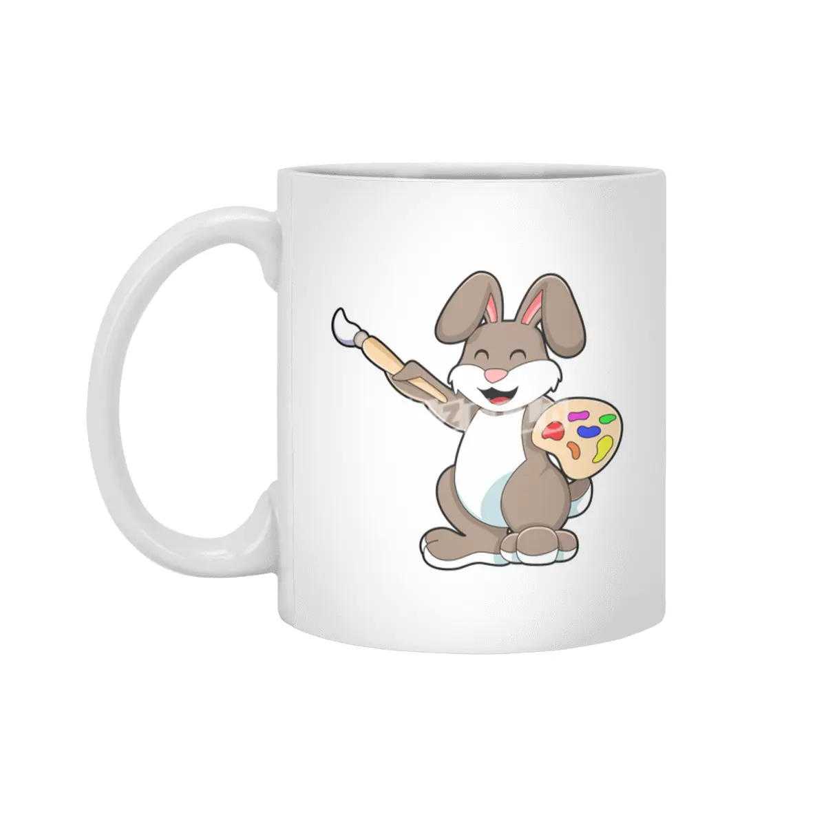 Rabbit as Painter with Brush & Paint Beyaz Kupa