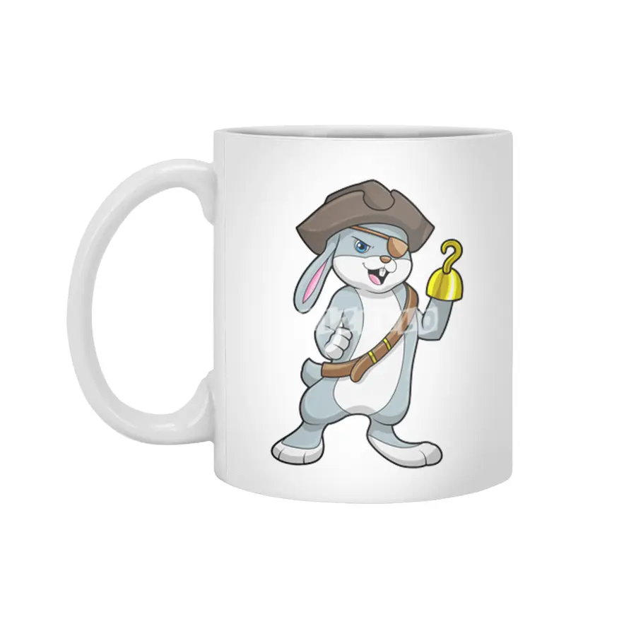 Rabbit as Pirate with Hook hand & Pirate hat Beyaz Kupa