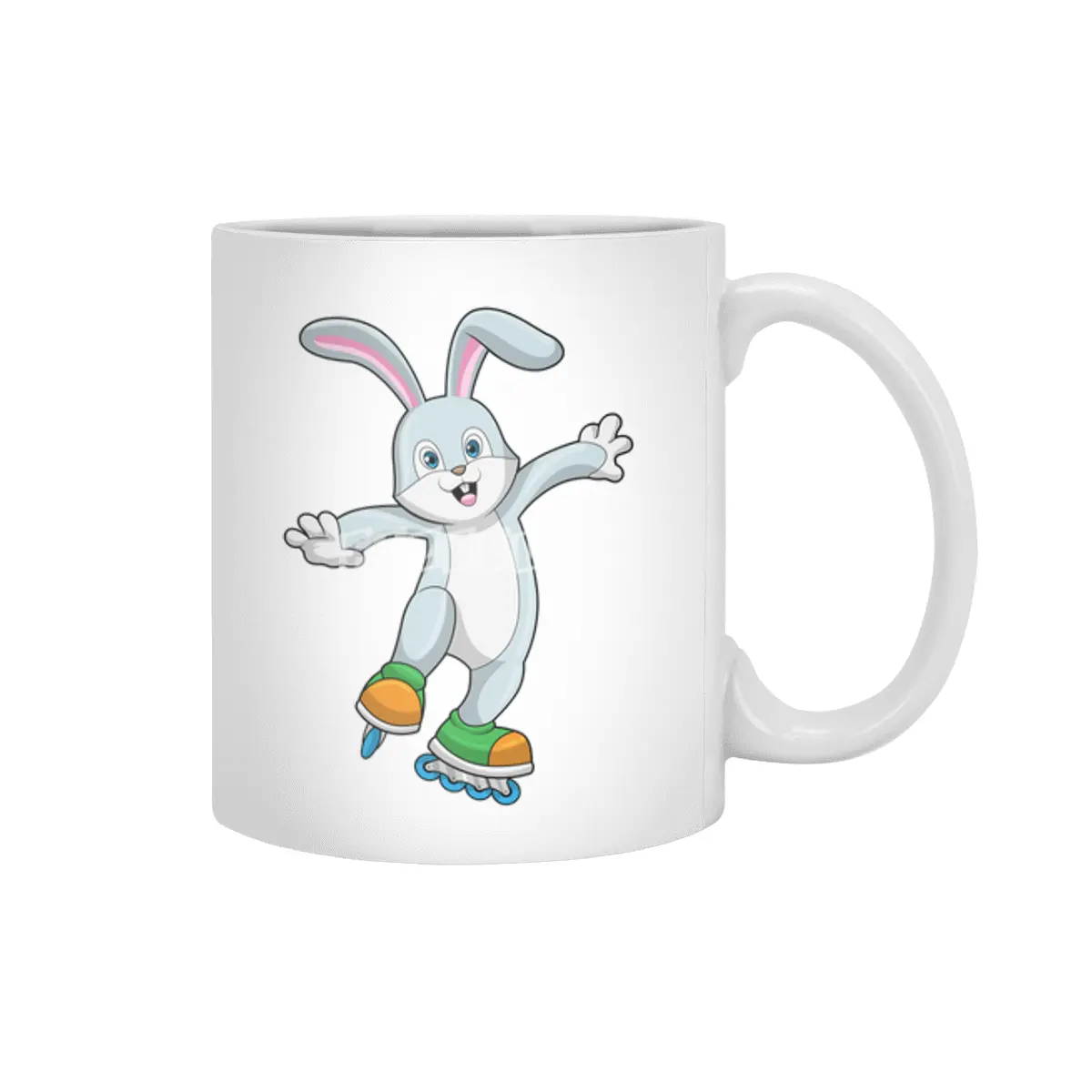 Rabbit as Skater with Inline skates Beyaz Kupa