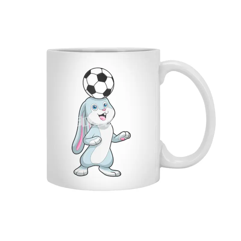 Rabbit as Soccer player with Soccer ball Beyaz Kupa