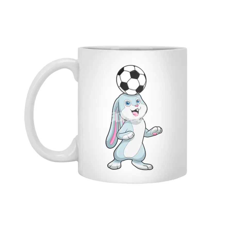 Rabbit as Soccer player with Soccer ball Beyaz Kupa
