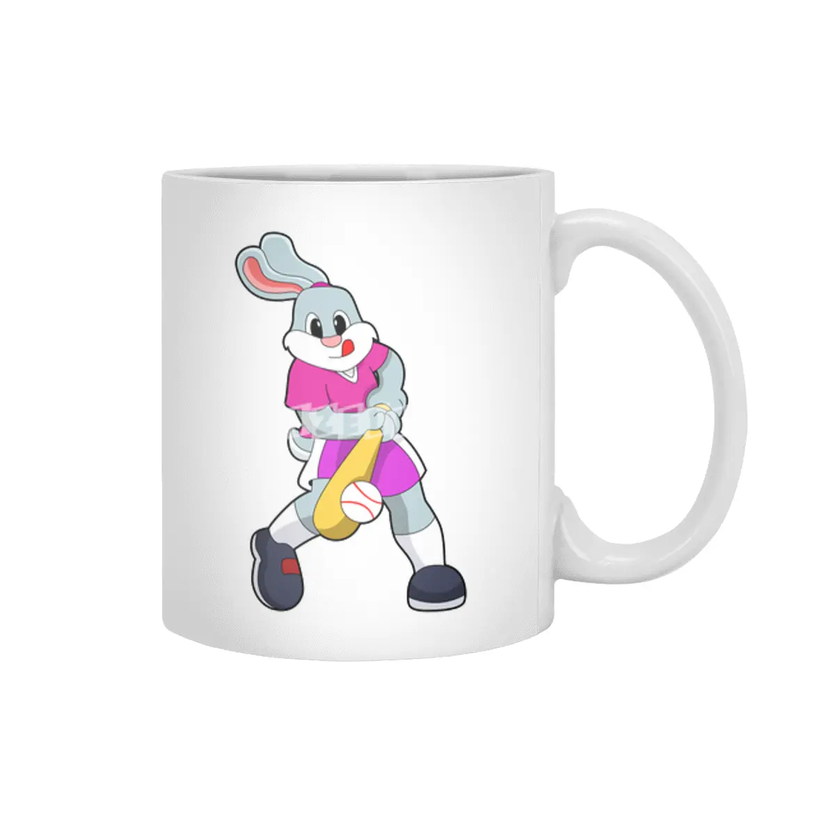 Rabbit at Baseball with Baseball bat Beyaz Kupa