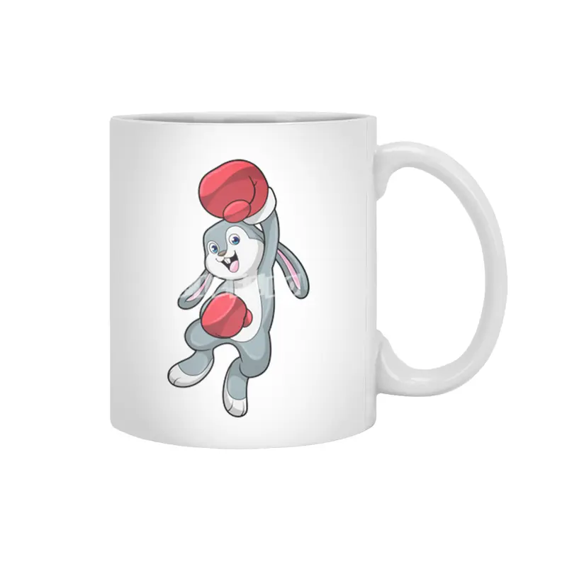 Rabbit at Boxing with Boxing gloves Beyaz Kupa