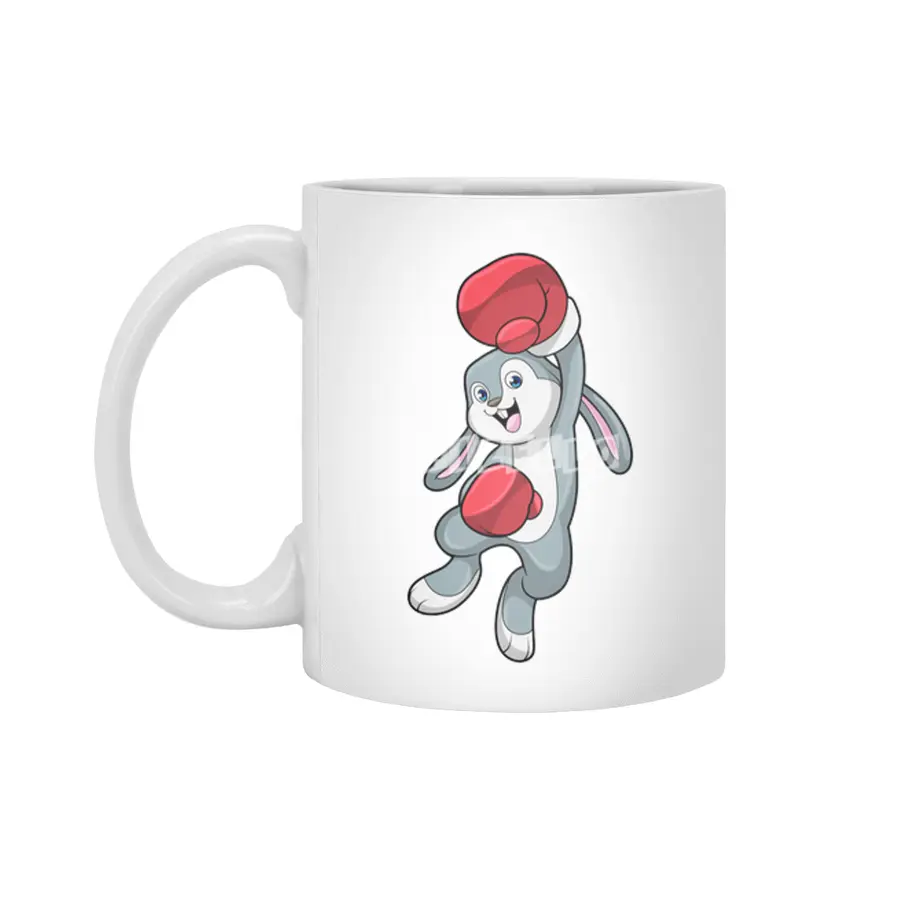 Rabbit at Boxing with Boxing gloves Beyaz Kupa
