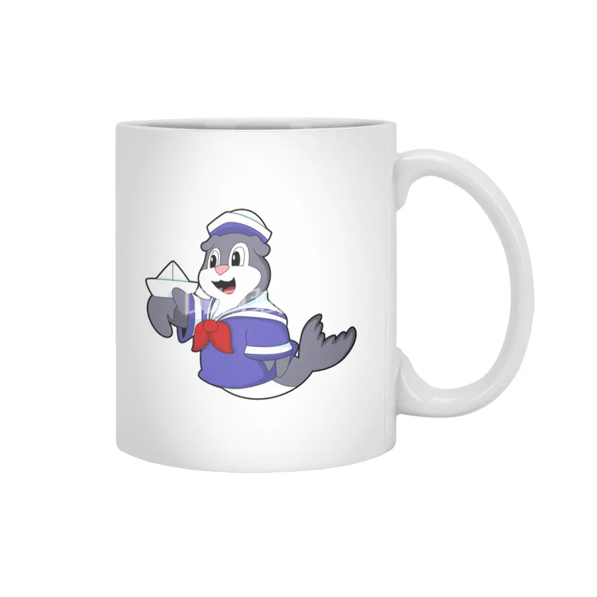 Seal as Sailor with Boat Beyaz Kupa