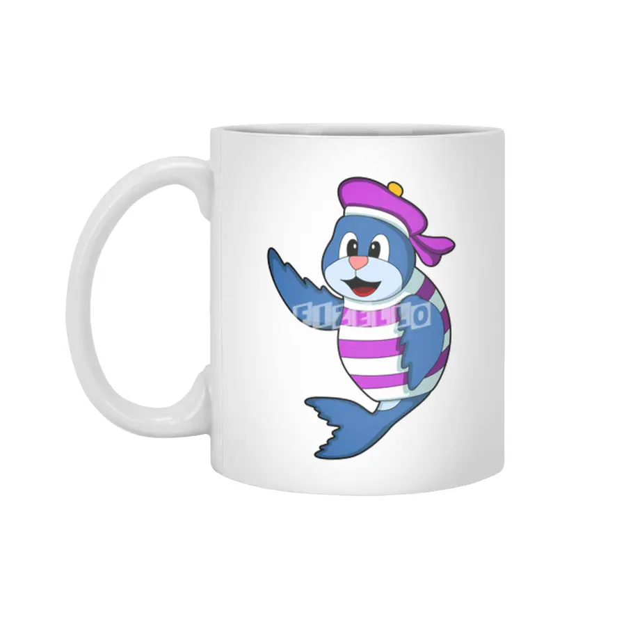 Seal as Sailor with Hat Beyaz Kupa