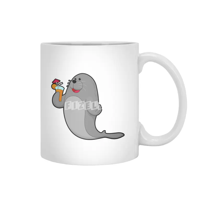 Seal at Drinking with Juice Beyaz Kupa