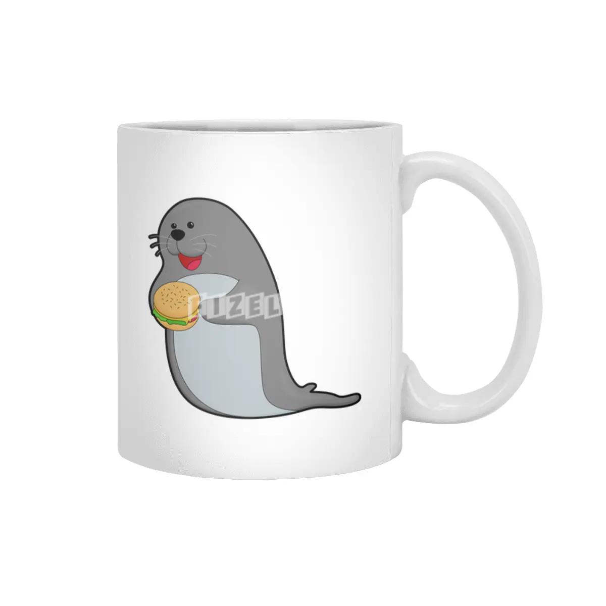 Seal at Eating with Burger Beyaz Kupa