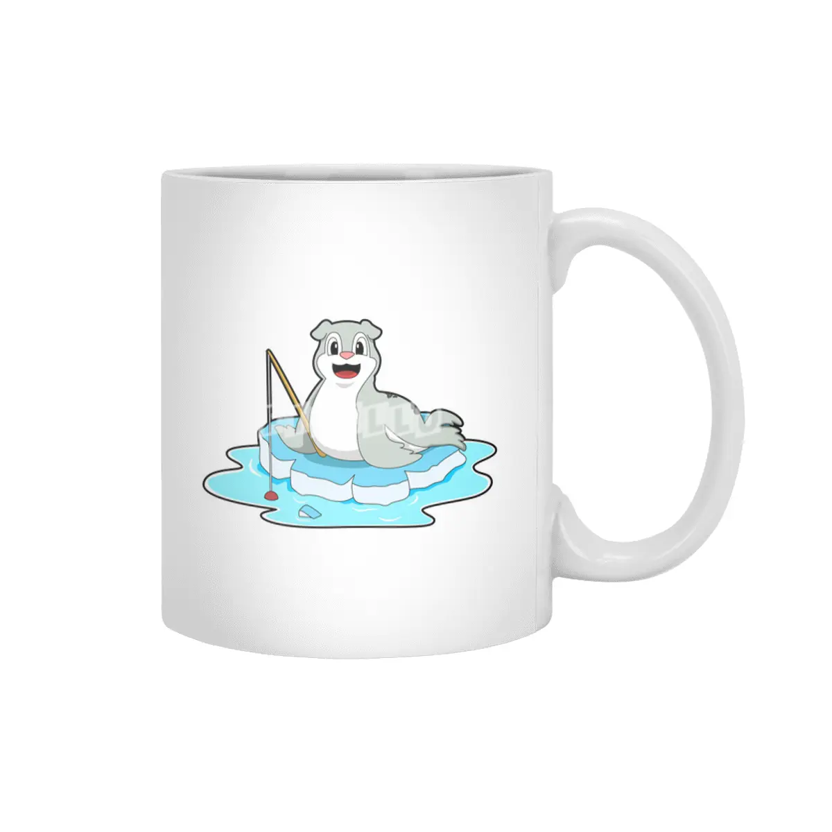 Seal at Fishing with Fishing rod Beyaz Kupa