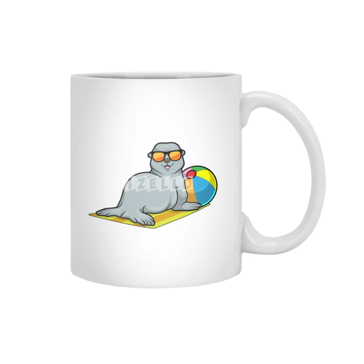 Seal at Sunbathing with Water polo & Sunglasses Beyaz Kupa
