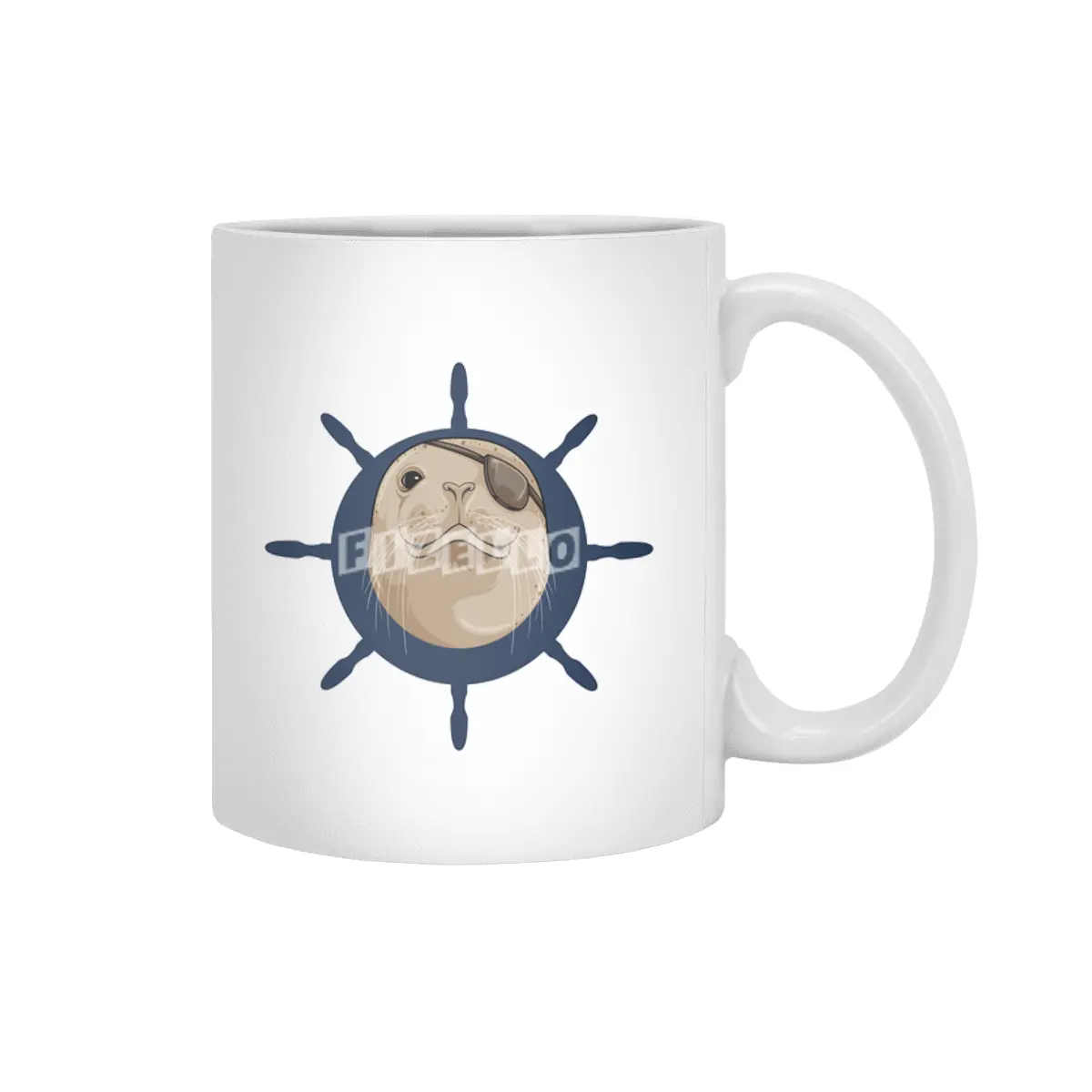 Seal with Ship rudder Beyaz Kupa