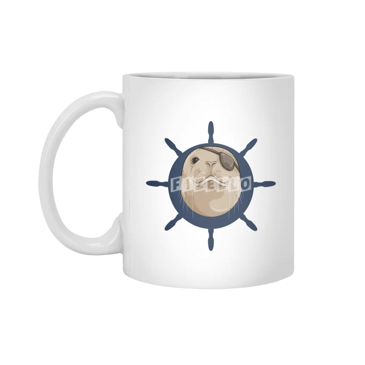 Seal with Ship rudder Beyaz Kupa