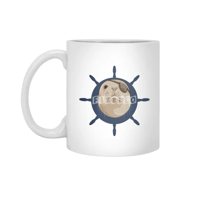 Seal with Ship rudder Beyaz Kupa
