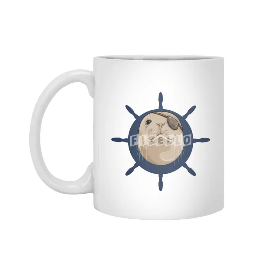 Seal with Ship rudder Beyaz Kupa