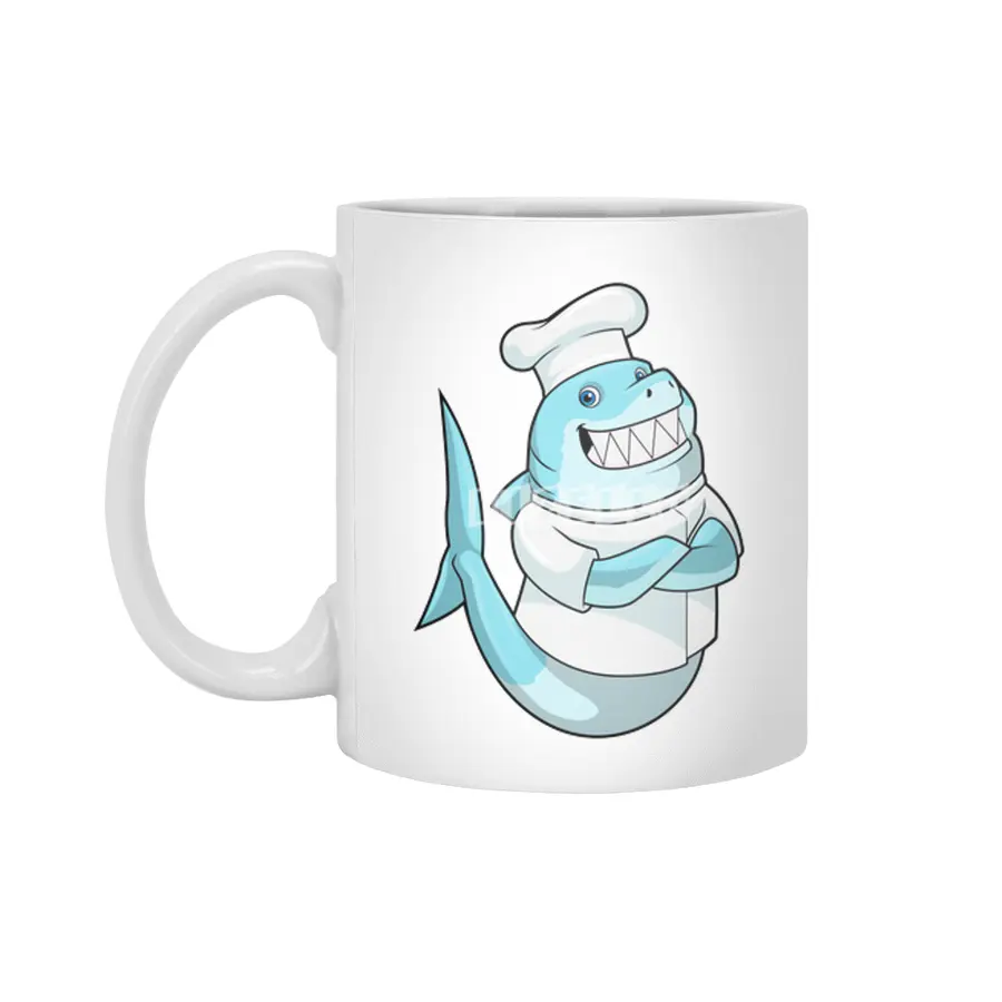 Shark as Chef with Cooking apron Beyaz Kupa