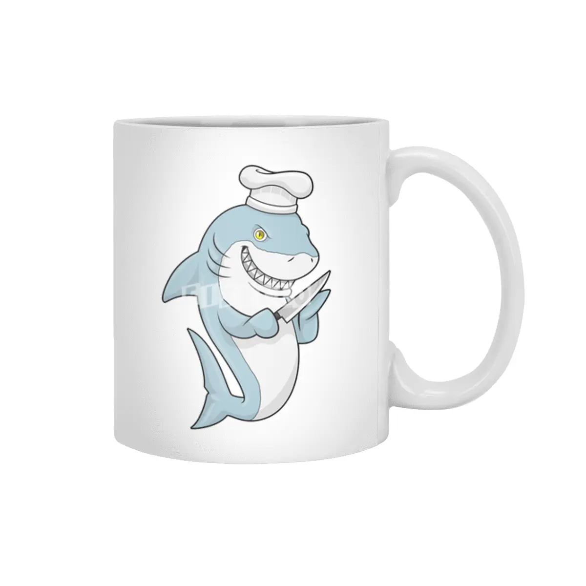 Shark as Cook with Knife Beyaz Kupa