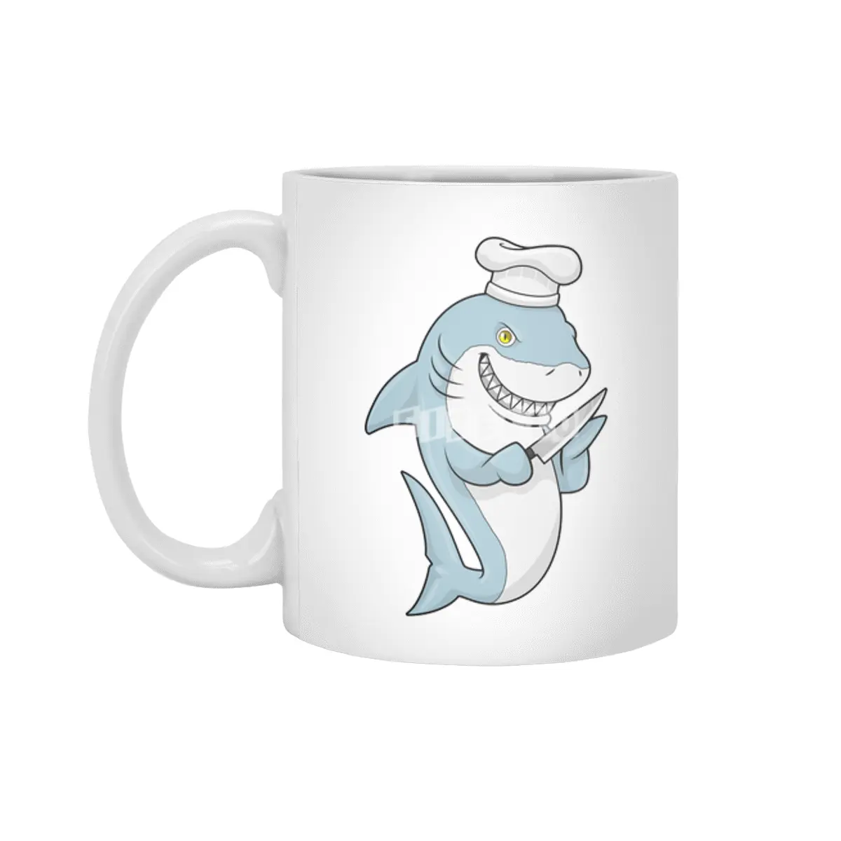 Shark as Cook with Knife Beyaz Kupa