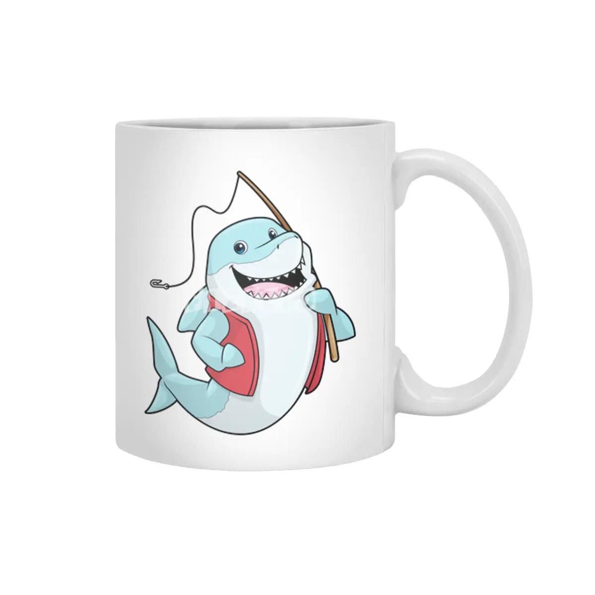Shark at Fishing with Fishing rod Beyaz Kupa