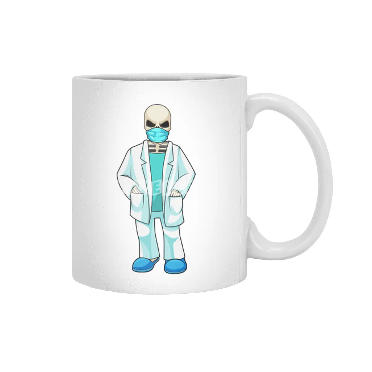 Skeleton as Doctor with Face mask Beyaz Kupa