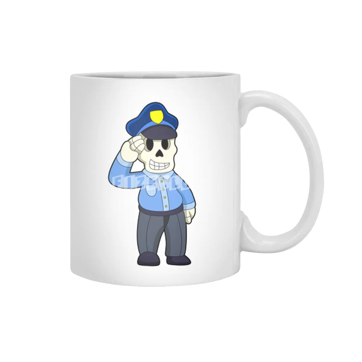 Skeleton as Police officer with Police hat Beyaz Kupa