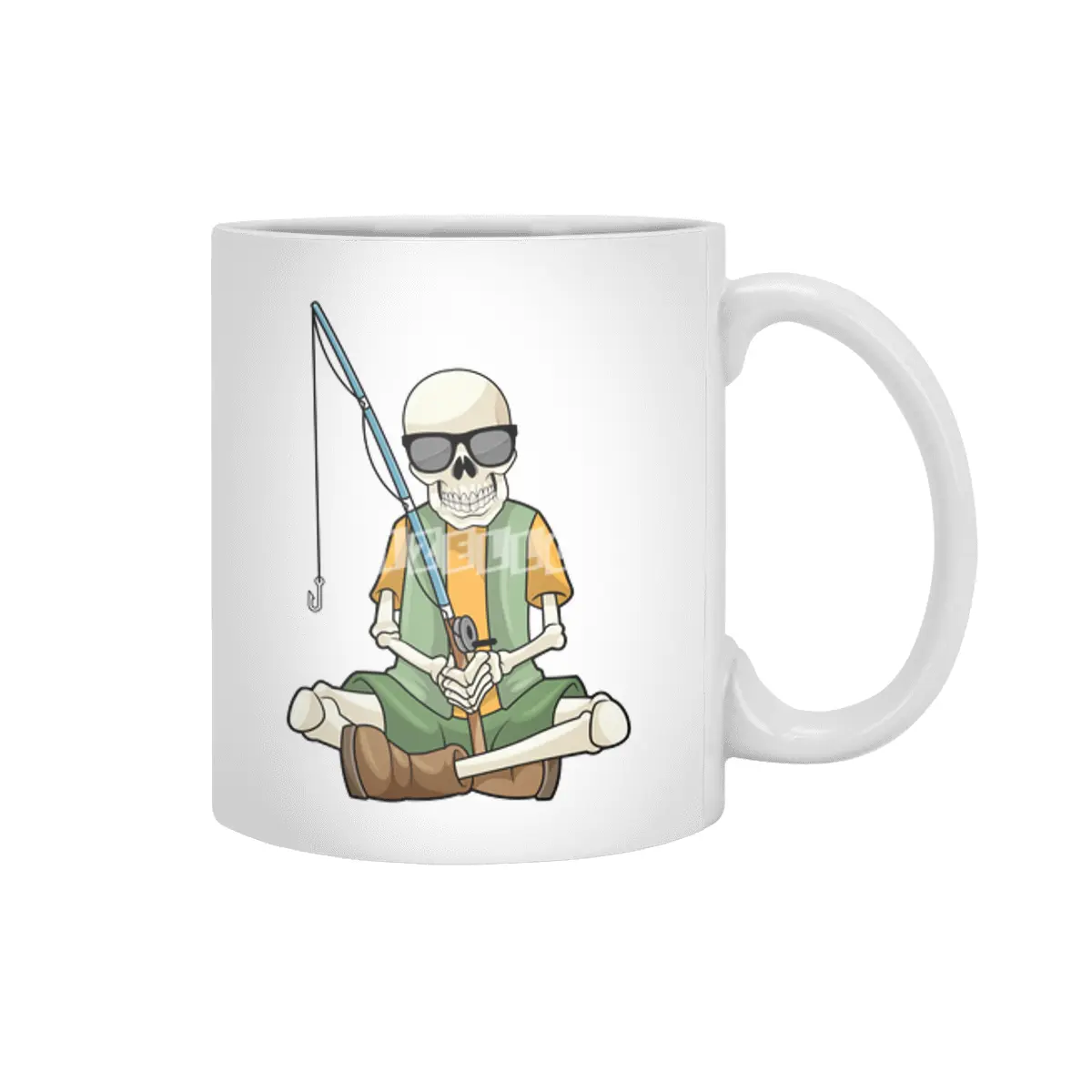 Skeleton at Fishing with Fishing rod Beyaz Kupa