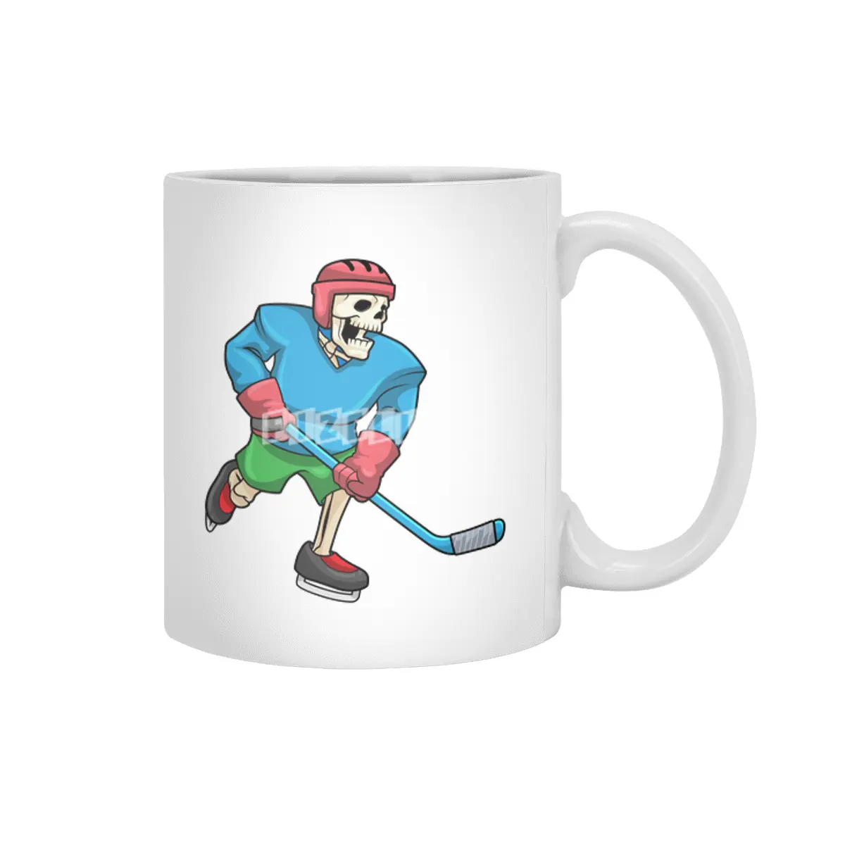 Skeleton at Ice hockey with Ice hockey stick Beyaz Kupa