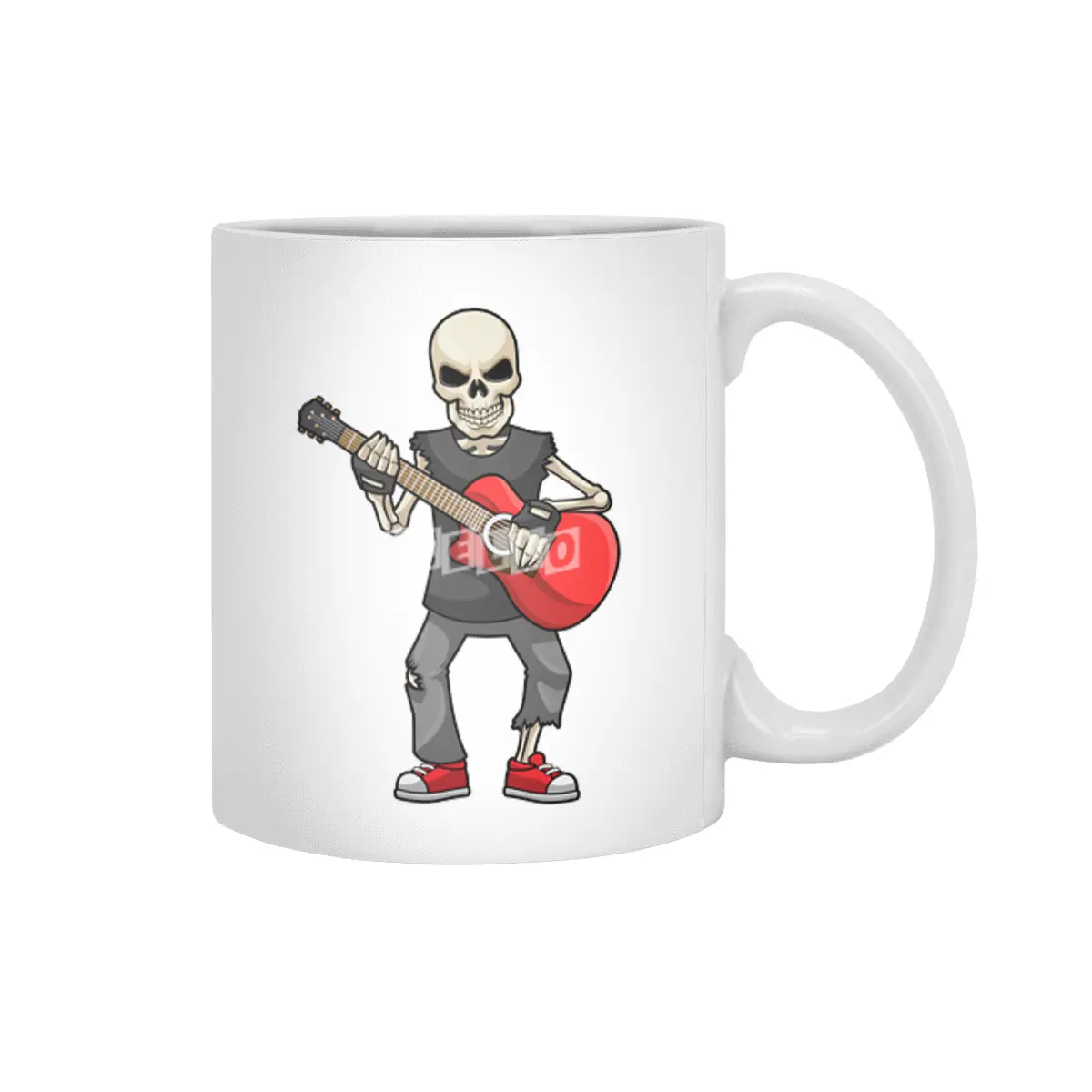 Skeleton at Music with Guitar Beyaz Kupa