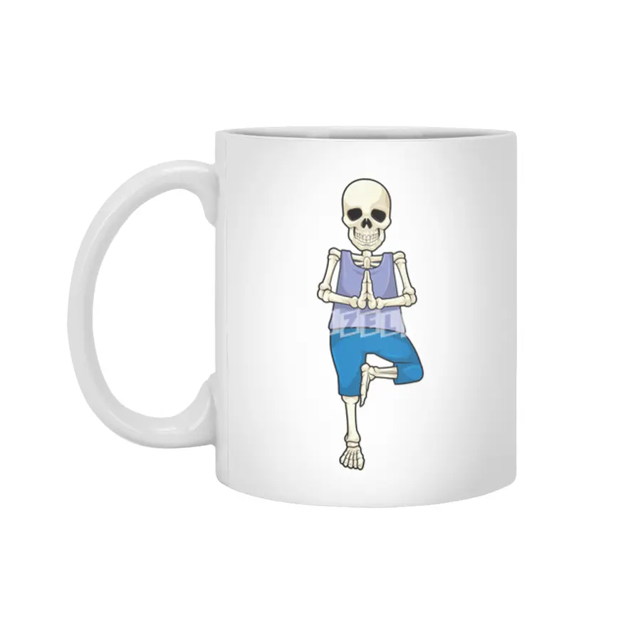 Skeleton at Yoga Stretching Beyaz Kupa