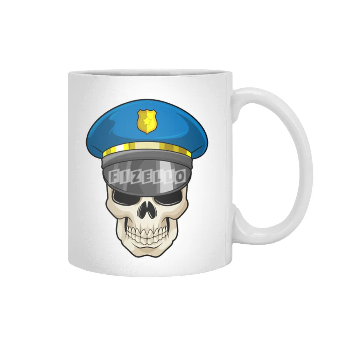 Skull as Police officer with Police hat Beyaz Kupa