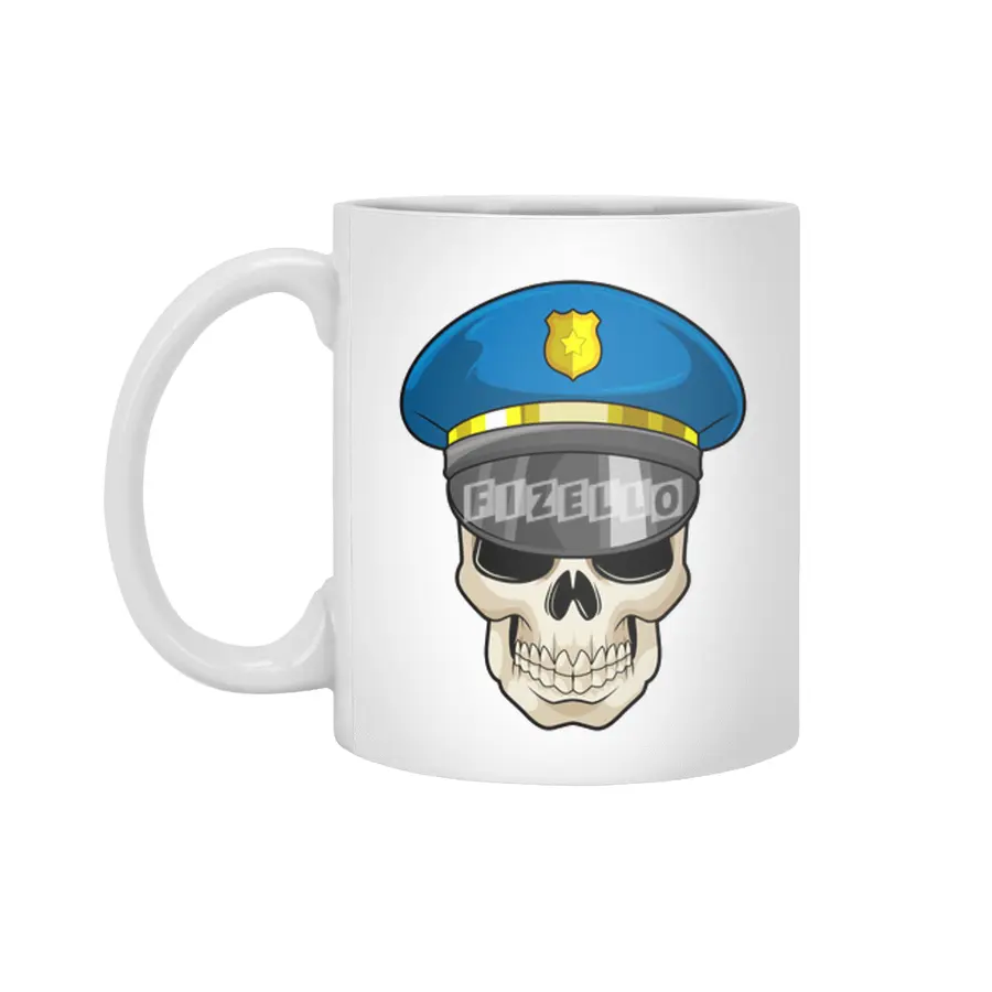 Skull as Police officer with Police hat Beyaz Kupa