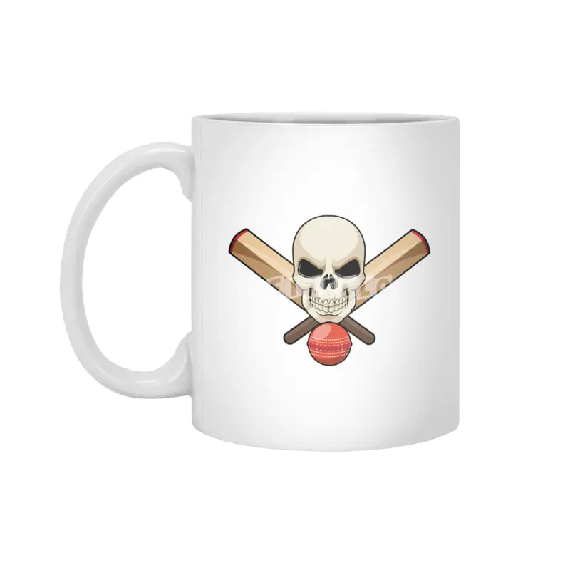 Skull at Cricket with Cricket bat Beyaz Kupa