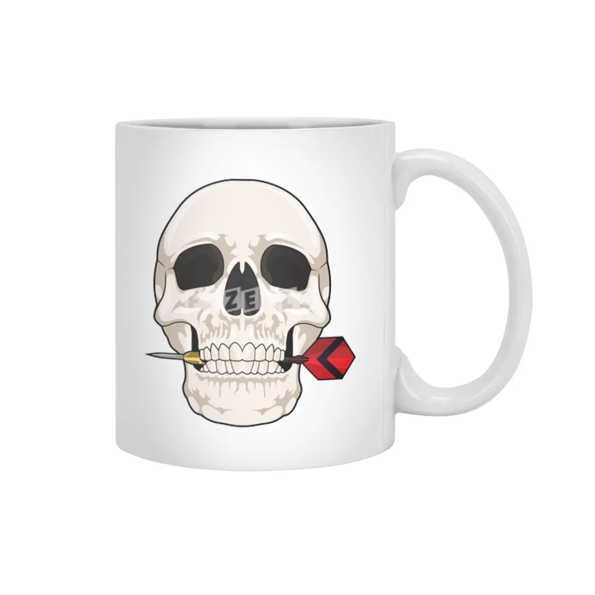 Skull at Darts with Dart Beyaz Kupa