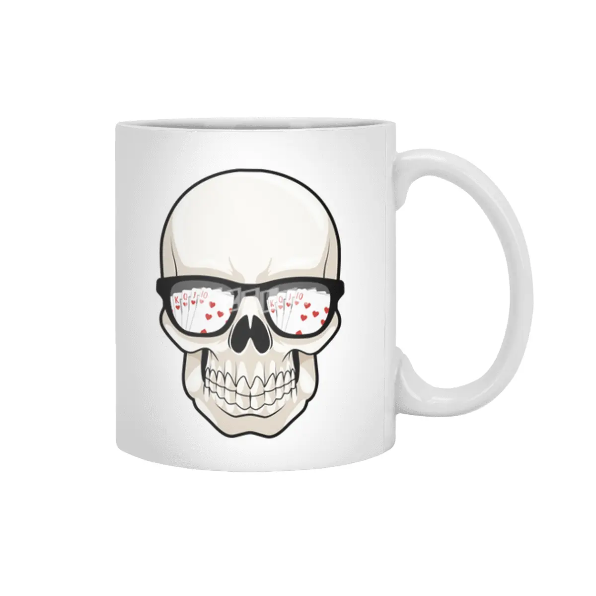 Skull at Poker with Sunglasses Beyaz Kupa
