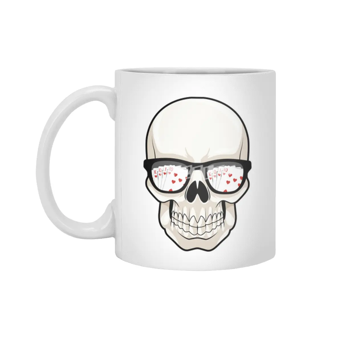 Skull at Poker with Sunglasses Beyaz Kupa