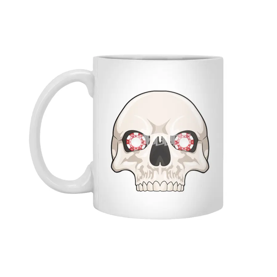 Skull with Poker chips Beyaz Kupa