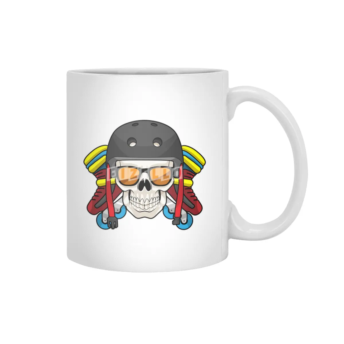 Skull with Sunglasses & Inline skates Beyaz Kupa