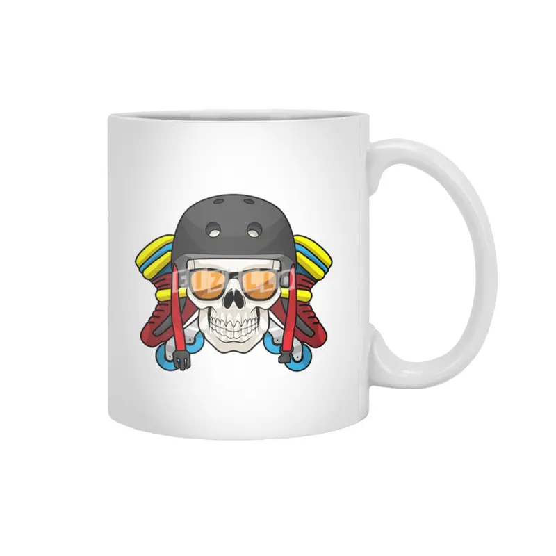 Skull with Sunglasses & Inline skates Beyaz Kupa