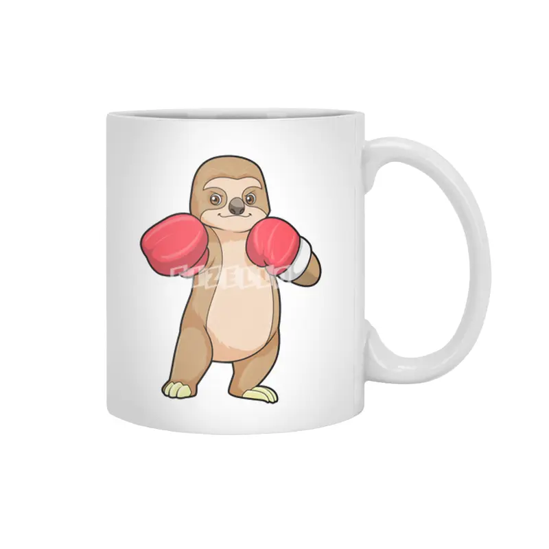 Sloth as Boxer with Boxing gloves Beyaz Kupa