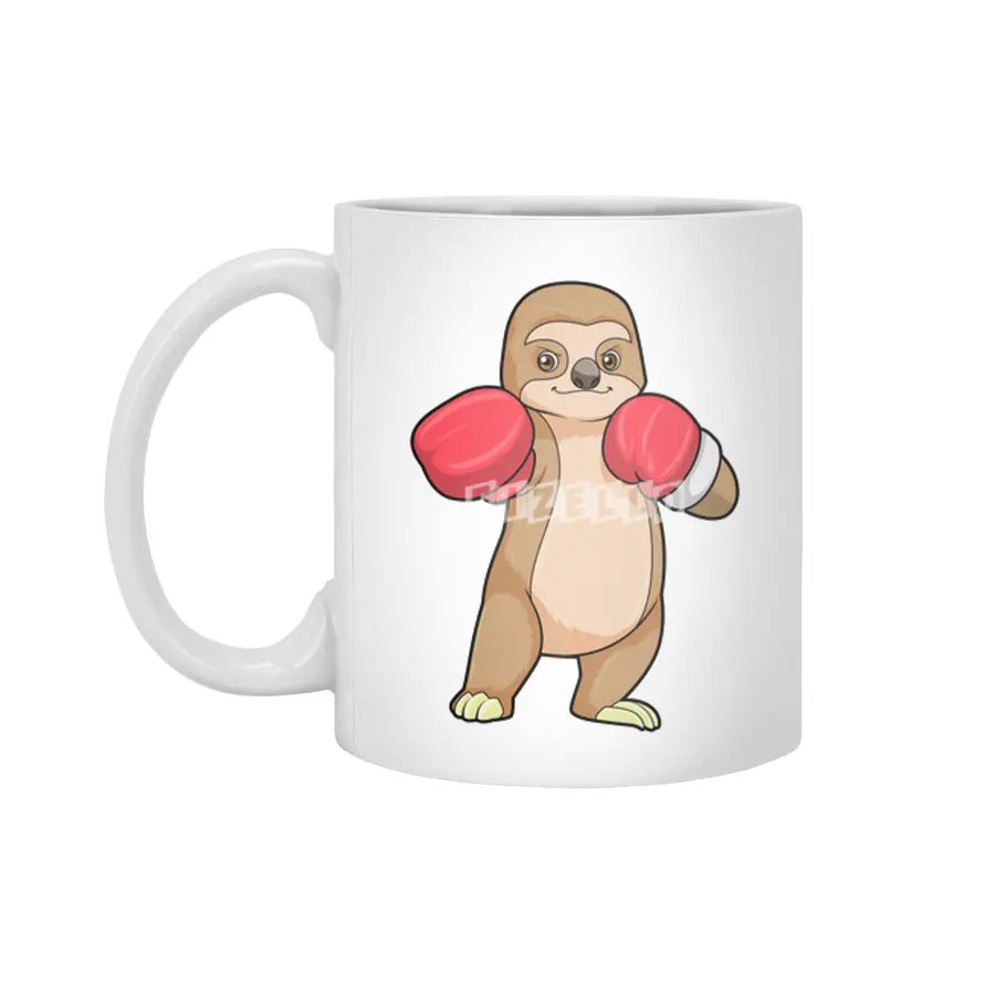 Sloth as Boxer with Boxing gloves Beyaz Kupa