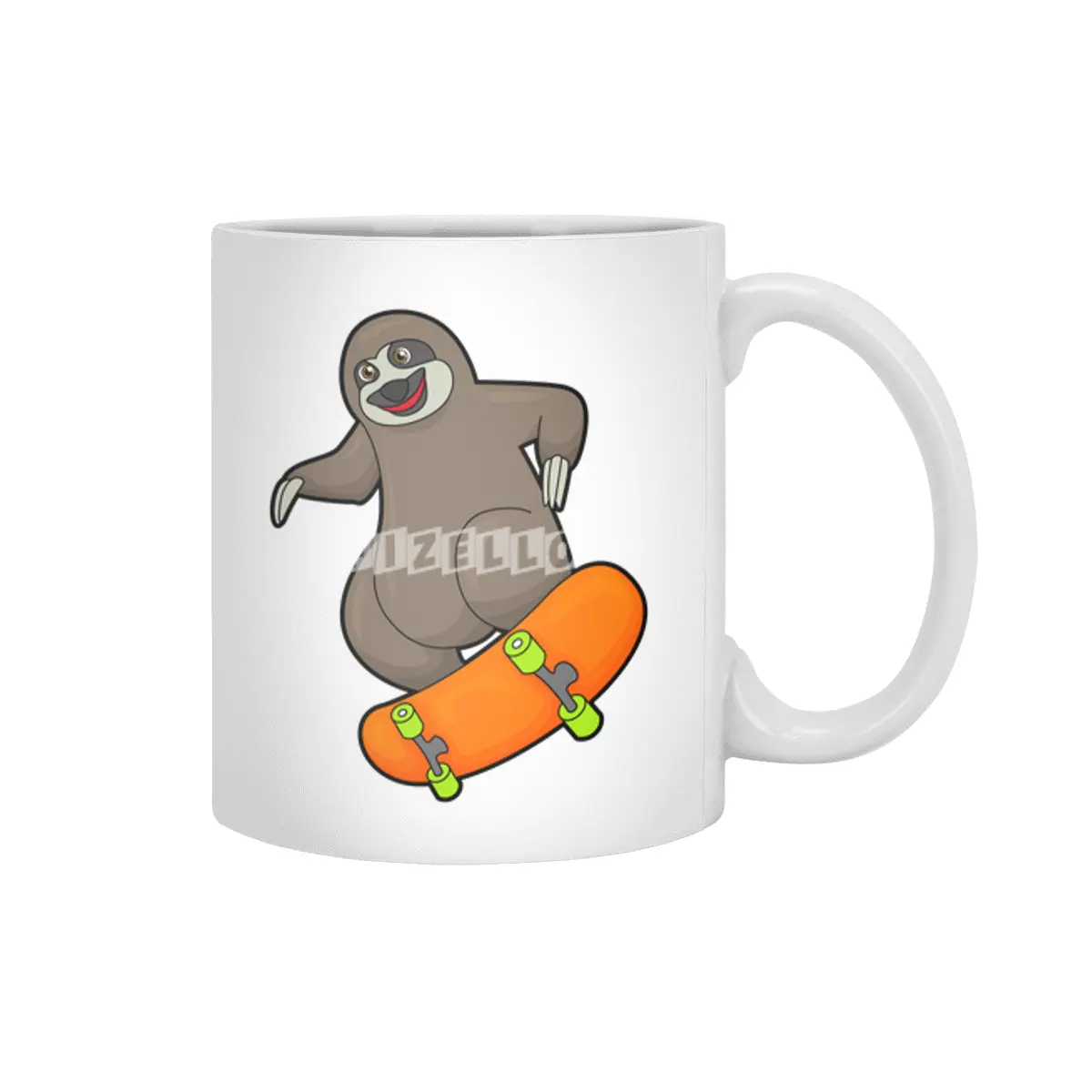 Sloth as Skater with Skateboard Beyaz Kupa